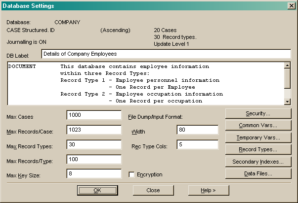 Database Schema Settings