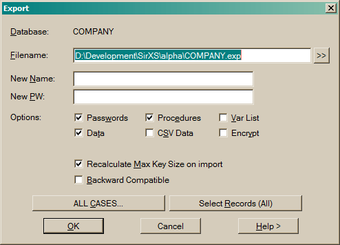 Export Database